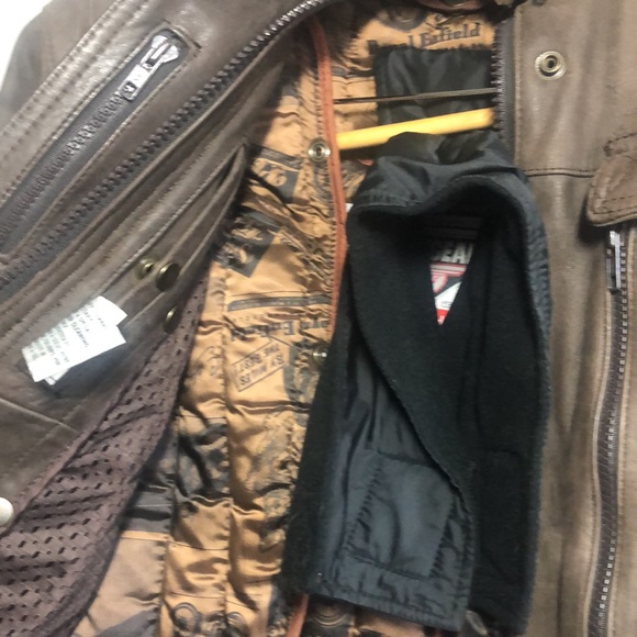 Women’s Leather Motorcycle Jacket; Brown; Size Medium - Picture 4 of 5